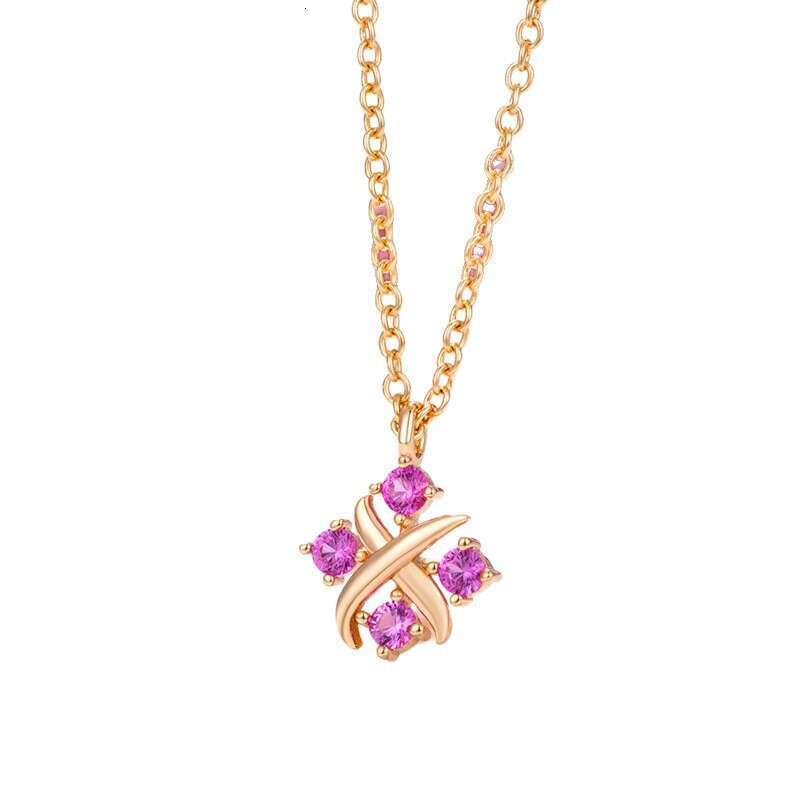 T Brand 2022 New Trendy Cross Necklace X-shaped Design Red Light Versatile Elegant Collarbone Chain for Women