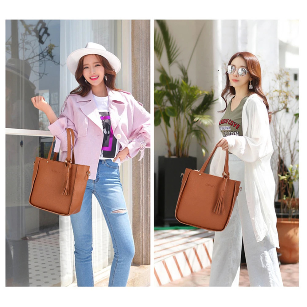 4pcsSet Women Pu Leather Handbag Shoulder Bag For Ladies Business Work Pouch Purse Messenger Satchel Tote Bags 250725