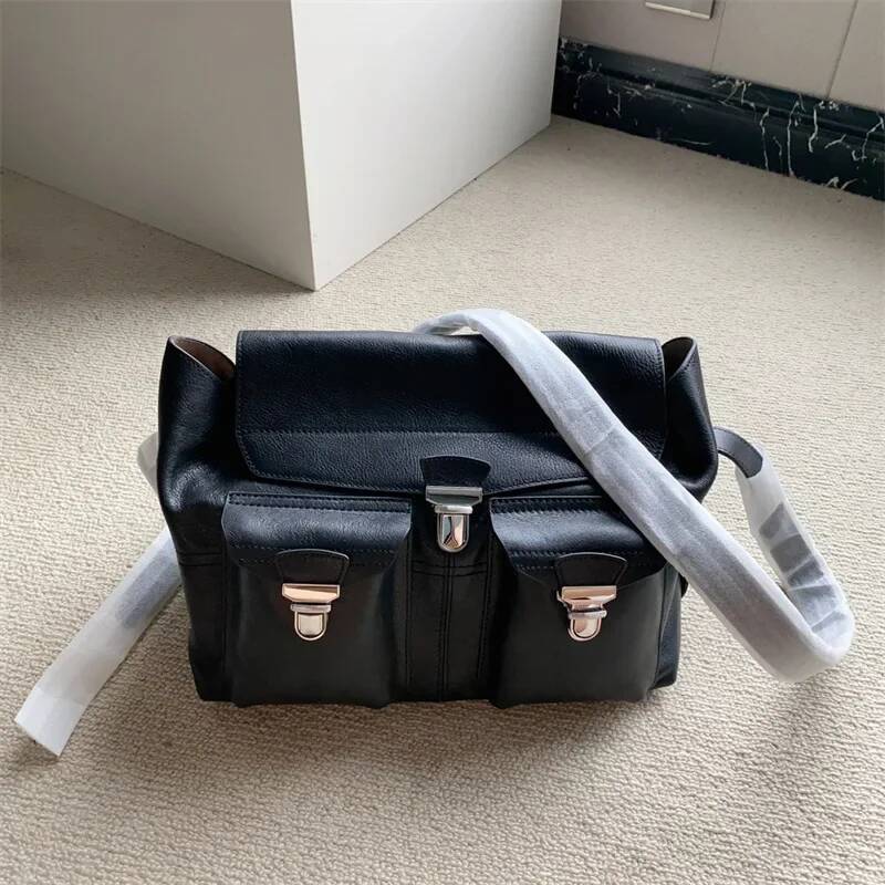 LE Vegetable Tanned Cowhide Motorcycle Vintage Shoulder Underarm Messenger Bag Fashion Designer Handbag high-quality