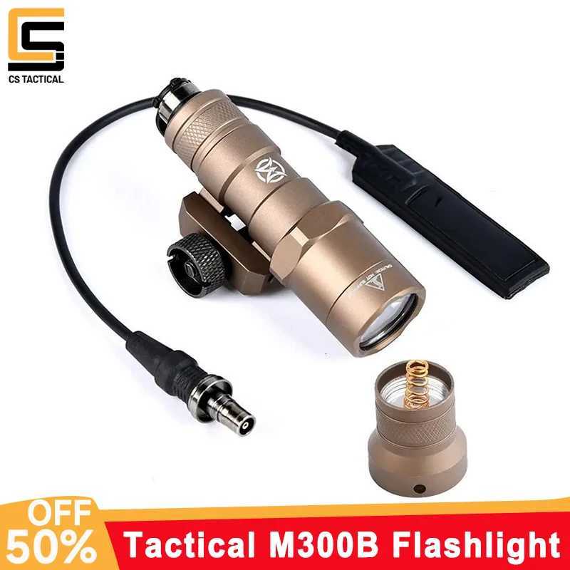 Vadsn Metal M300 Mini Flashlight M300 Outdoor Hunting Airsoft Scout Light Tactical M300B White Led Light Spotlight Fit 20mm Rail R250728