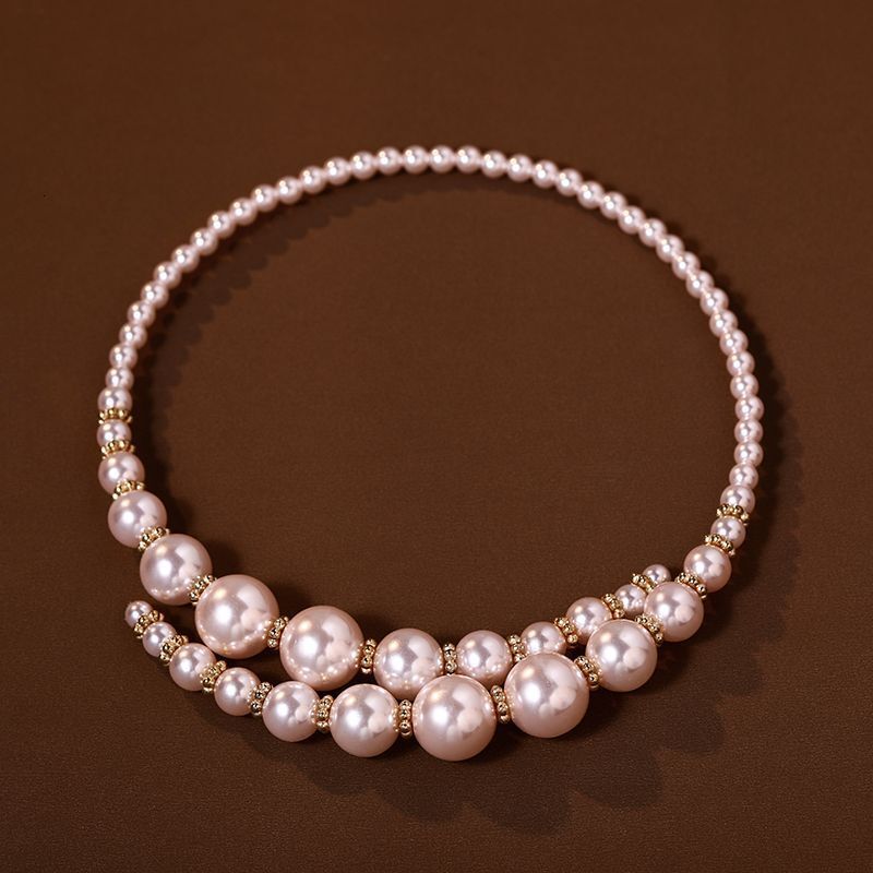 Irregular Cross Exaggerated Pearl Beaded Necklace for Women High-End Light Niche Collarbone Chain 2025 New Jewelry Jewelry for Women