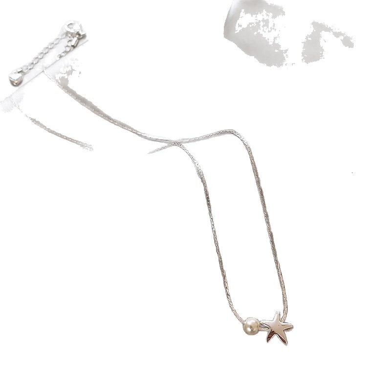 2025 New Small Star Pearl Pendant Sier Necklace for Women High-end Light Niche Design Collarbone Chain Jewelry Jewelry for Women