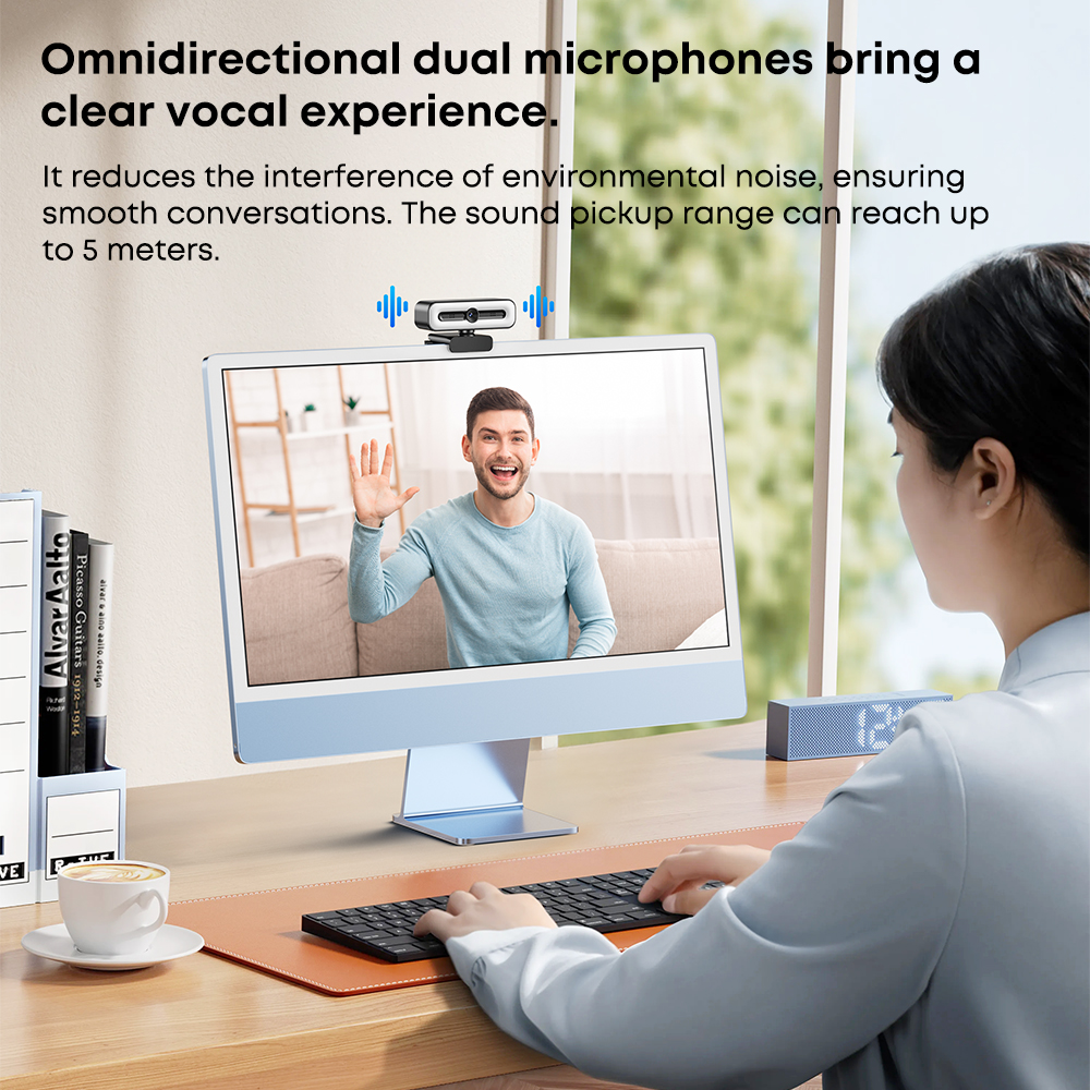 HD 1080P Webcam Mini PC Webcam with USB Plug Rotatable Camera for Laptop Live Video Conference Call Work