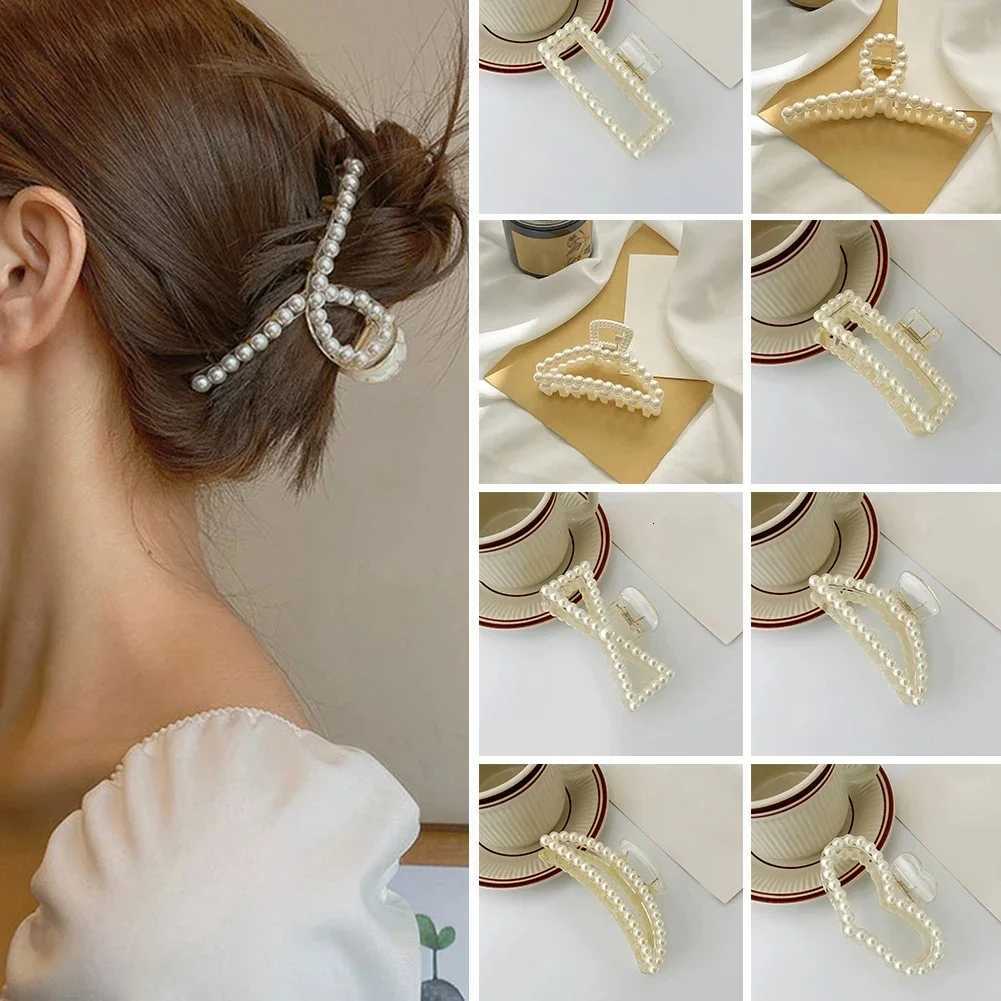 1pcs Elegant Pearls Beads Hairpin for Women Headwear Ponytail Hair Clips Hair Crab Accessories Fashion Geometric Hair Claw Z250729