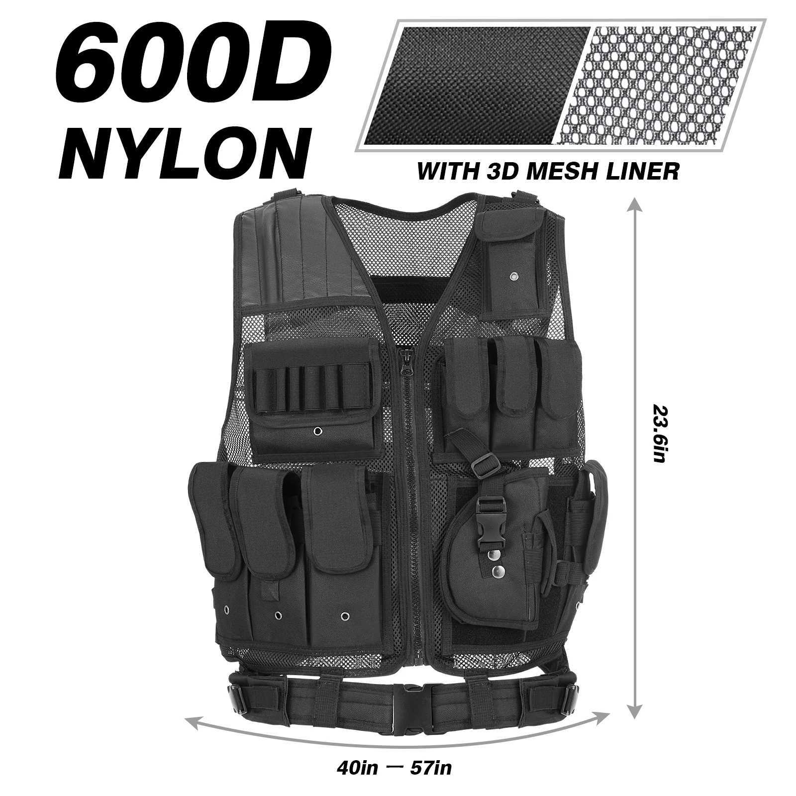 TOMSHOO Tactical Vest Multi-Pockets Breathable Combat Vest Outdoor Military Airsoft Army Vest for Hunting Camping Hiking Z250728