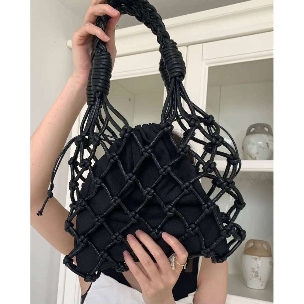 NEW Women Canvas Handbag Handmade Woven Rope Mesh Summer New Fashion Hollow Out Shoulder Bag