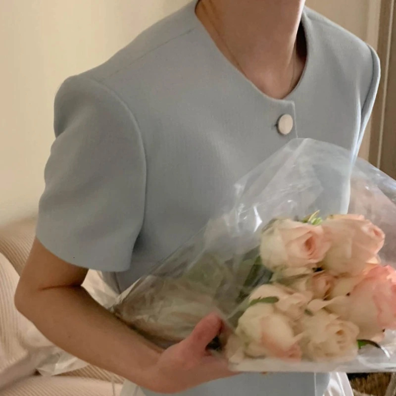 REALEFT Spring Summer Elegant Womens Jackets Short Sleeve Korean Oneck Single Breasted Solid Outerwear Female w250729