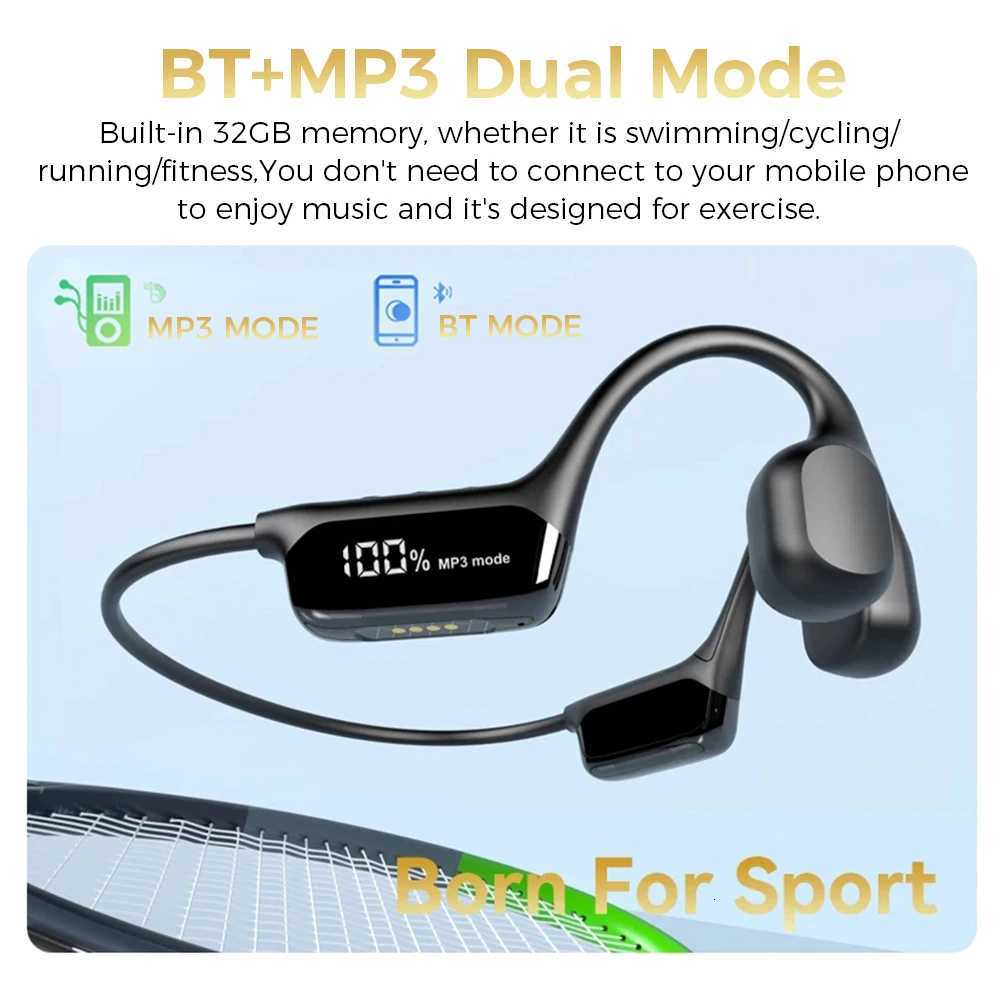 Bone Conduction Earphone Open IPX8 Waterproof Headset For Swimming 5.4 Wireless Sport Headphones MPZ 32G RAM R250728