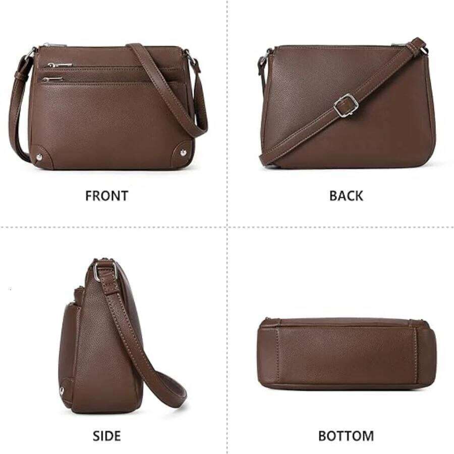 Women's Bags Designer Women's Bags Designer Solid Color Crossbody Bags For Women, Vegan Leather Shoulder Bags, Vintage Double Zipper Handbag
