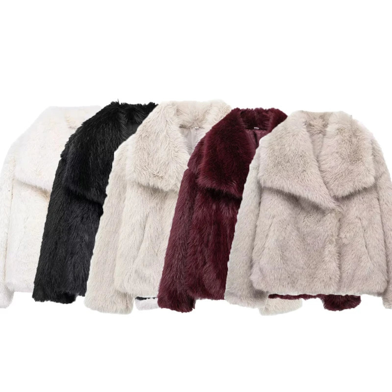 Womens Faux Fur Coats in Autumn Winter Fur Plush Fluffy Jacket Warm Red Gray Black White Fur Coat Outerwear 250723