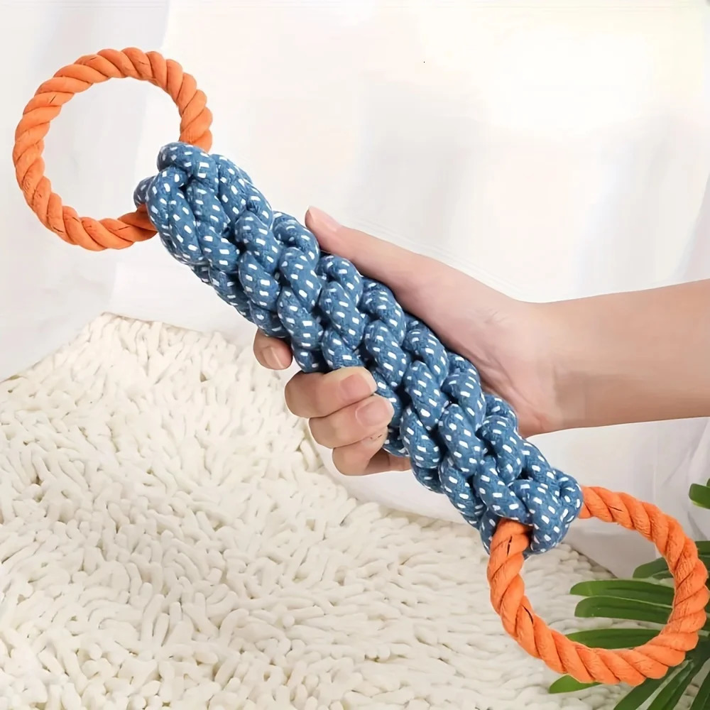 BiteResistant Interactive Tug Play For Medium To Large Breeds Durable DoubleRing Cotton Blend Dog Rope Toy 250729