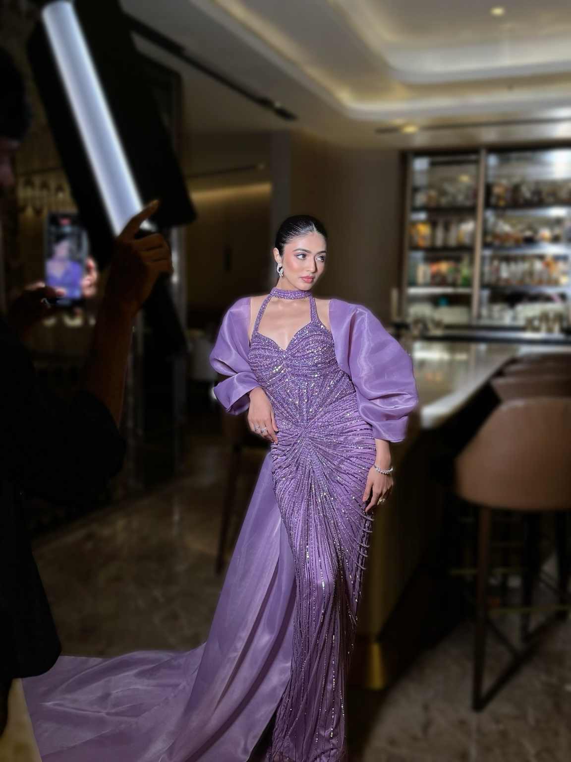 Designer Evening Dresses For Women Sweetheart Neck Halter Wrap Gown Sequins Floor Length Dress Party Customized Dress