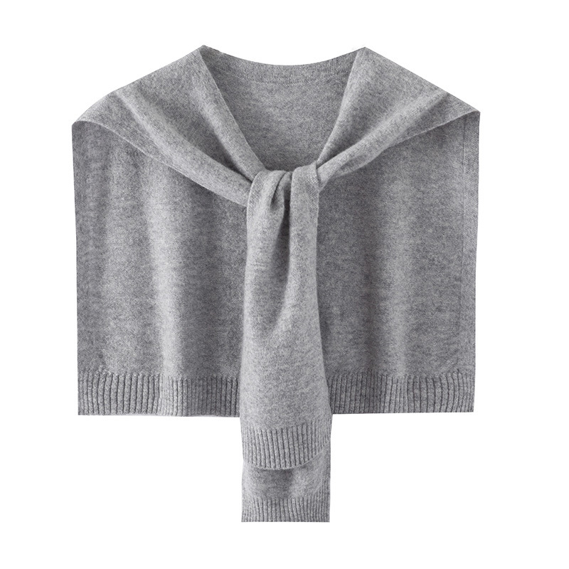 K1516 100% wool shawl with shirt and solid color knitted air-conditioned room scarf multifunctional shoulder pad cloak small jacket