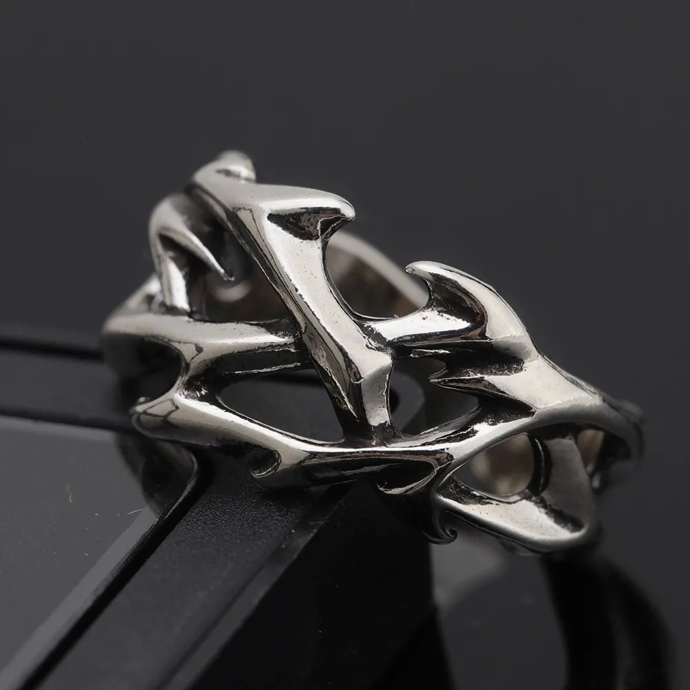 Creative Retro Irregularity Thorns Stainless Steel Opening Rings Gothic Punk Finger Ring for Men Women Personality Jewelry Gifts 250729