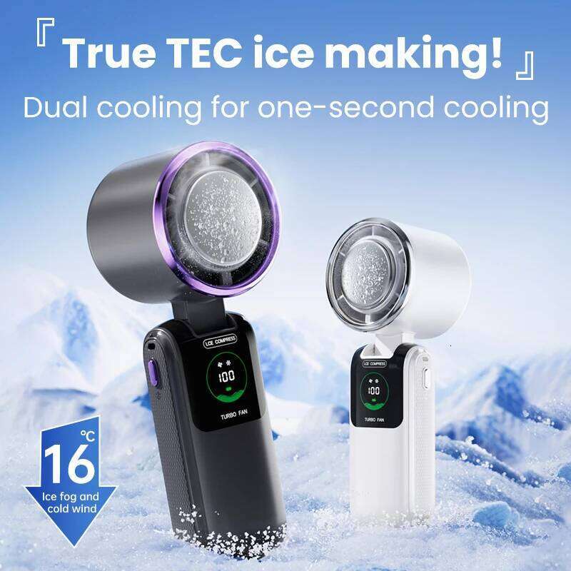 2025 New Ice Pack Handheld High-Speed Folding 100 Speed Infinitely Adjustable Portable Outdoor Hanging Neck Small Fan