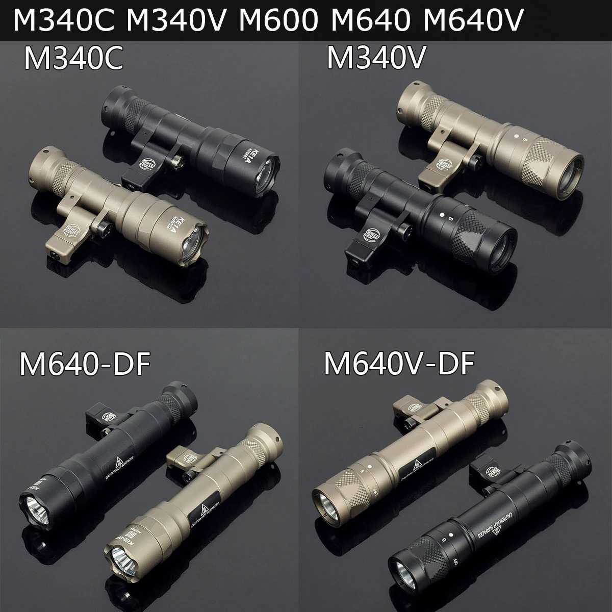 M340V M600 M640 M640V SF Tactical LED Flashlight Strobe Scout Light 20mm Picatinny Rail Mount Airsoft Hunting Lamp XJ250728