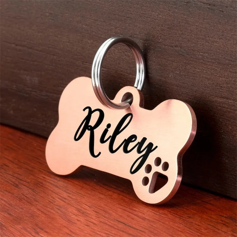 Stainless steel Personalized Engraving Anti-lost Dog ID Tag Customized Pet Name Puppy Collar Dog Cat Bone Tags Pet Supplies 250729