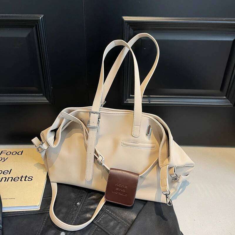 Casual Retro Solid Color Interior Zipper Pocket Tote Pu Sewing Thread Large Capacity 2025 Hot Sale Bags For Women