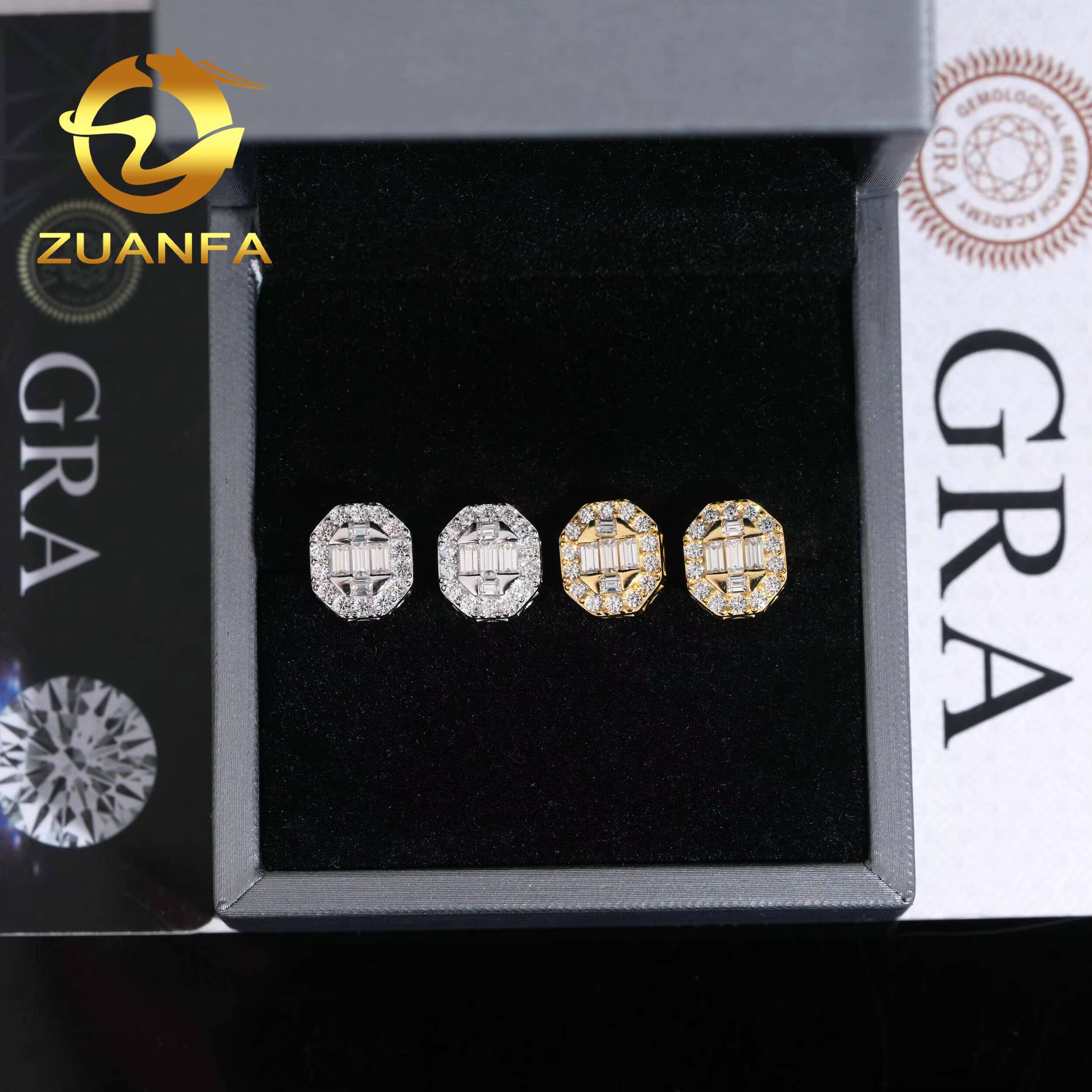 Fashion Mens Moissanite Earrings 925 Silver Stud Earrings Iced Out Hip Hop Earrings Moissanite Screw Back