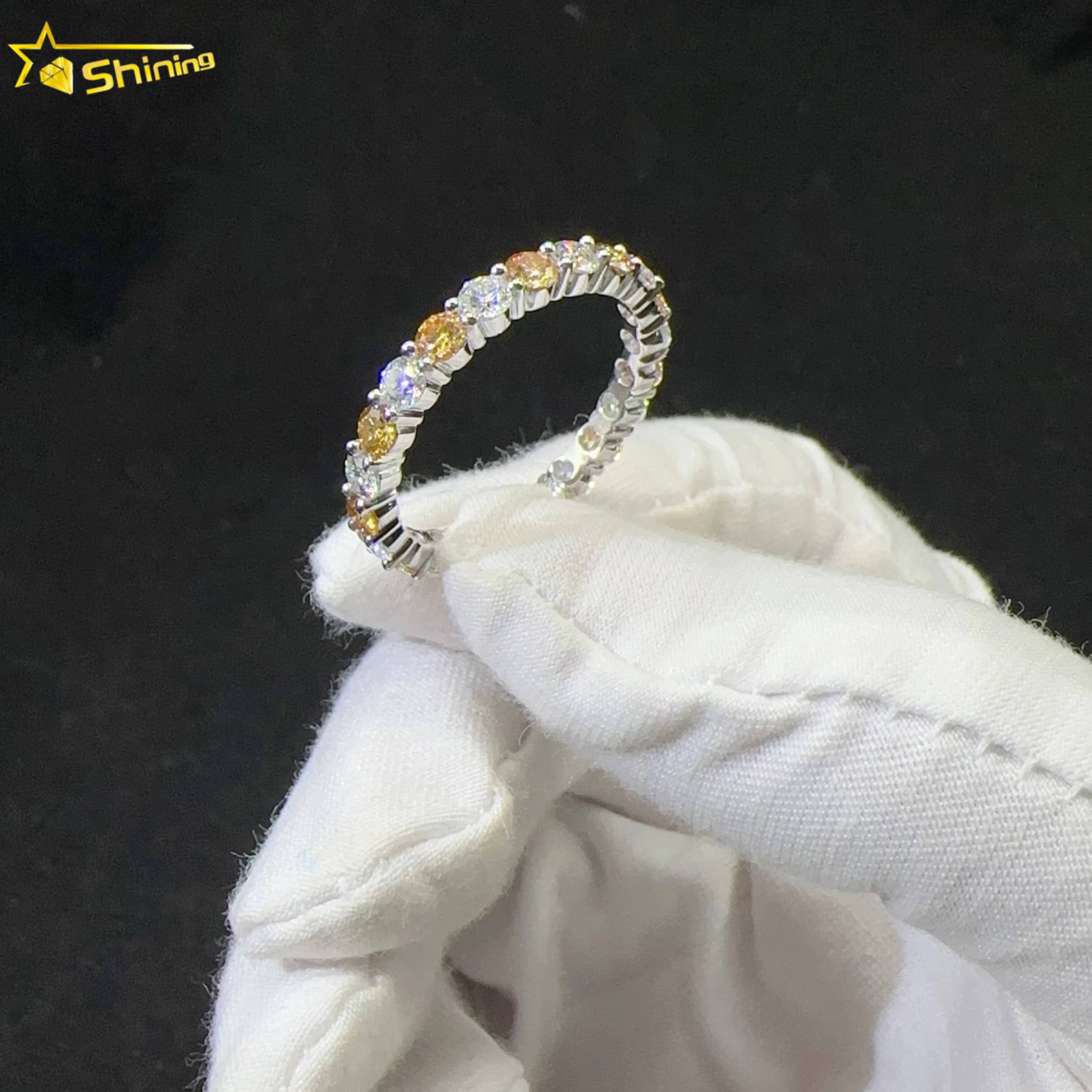 Custom Women Iced Out Eternity 925 Sterling Silver Gra Certificate VVS Moissanite Ring