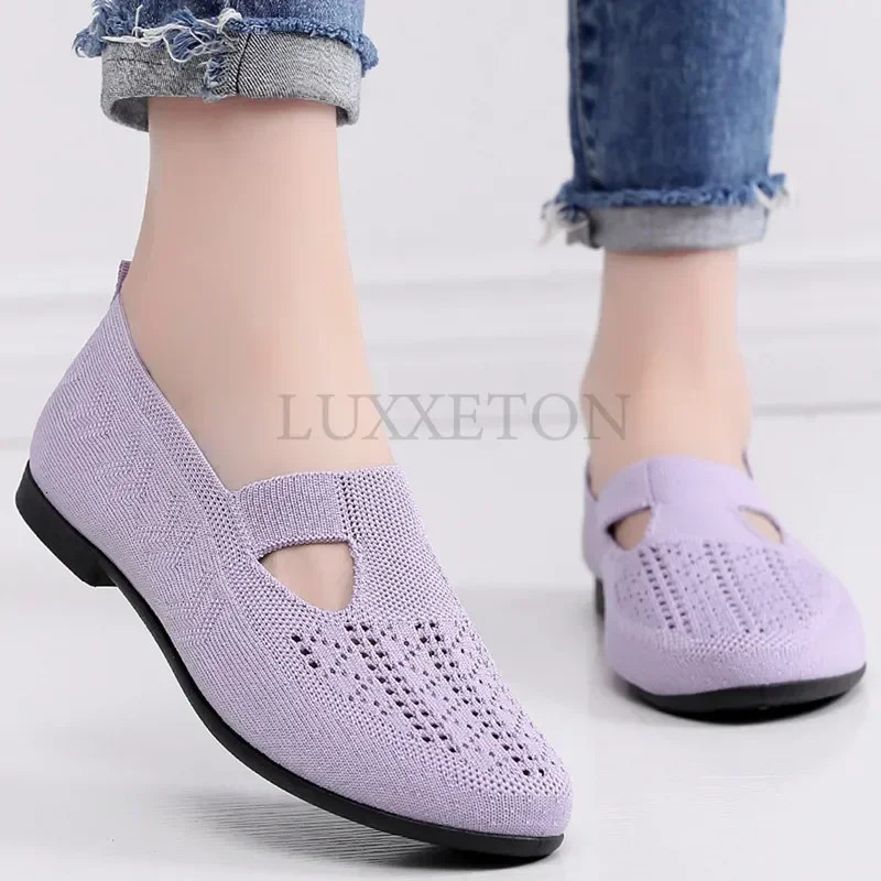 Fashionable and Breathable Summer Mesh Lightweight Mother Shoes Slip on Flat Casual Non Slip Sports Vulcanized Shoes for Women 250724
