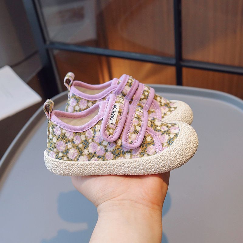 Kids Floral Canvas Shoes Fashion Girls Casual Shoes Infant Toddler Walking Shoes Littlesprouts Girl Sport Kid Shoes Big Size US5.5C-US4Y 000224