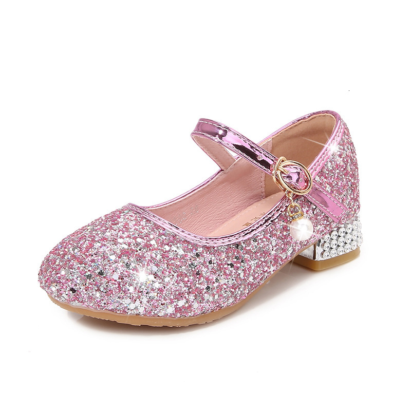 Girls' Princess Dress Silver Crystal Summer Children's High Heels Catwalk Show Performance Leather Shoes ddmyshoesvip