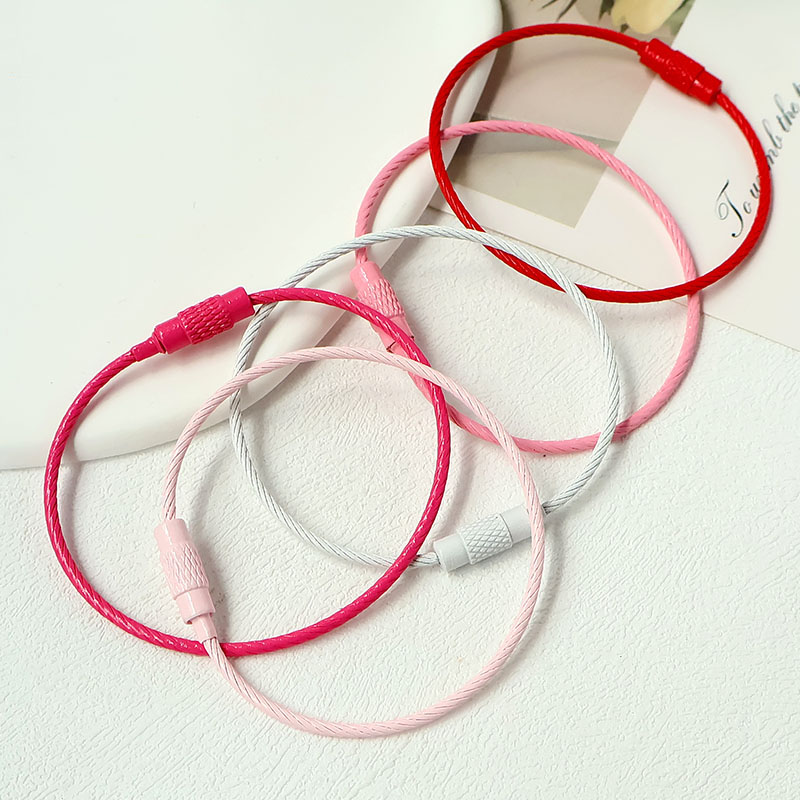 Factory direct candy color DIY keychain accessories wire ring color key ring baking paint key ring wire rope