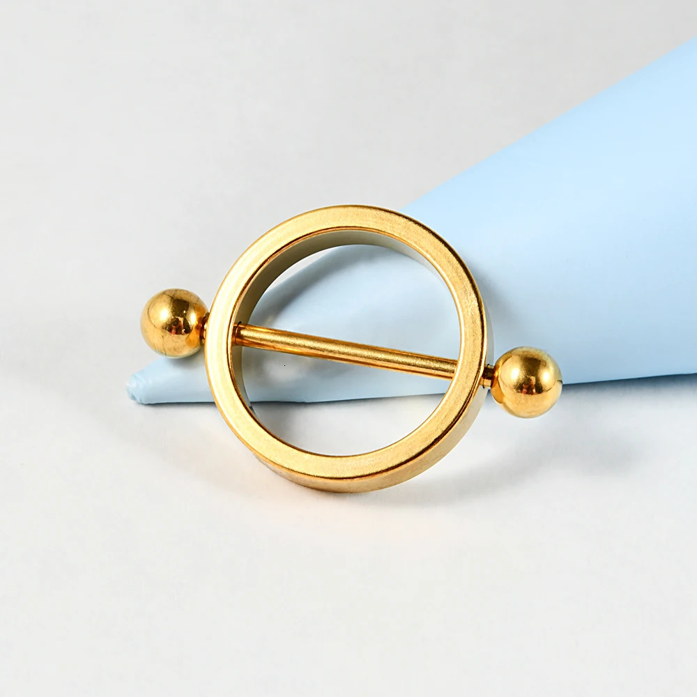 1Pair Steel Black Gold Plated Nipple Piercing Round Hoop Barbell Nipple Shield Women Sexy Piercing Jewelry 14G 250729