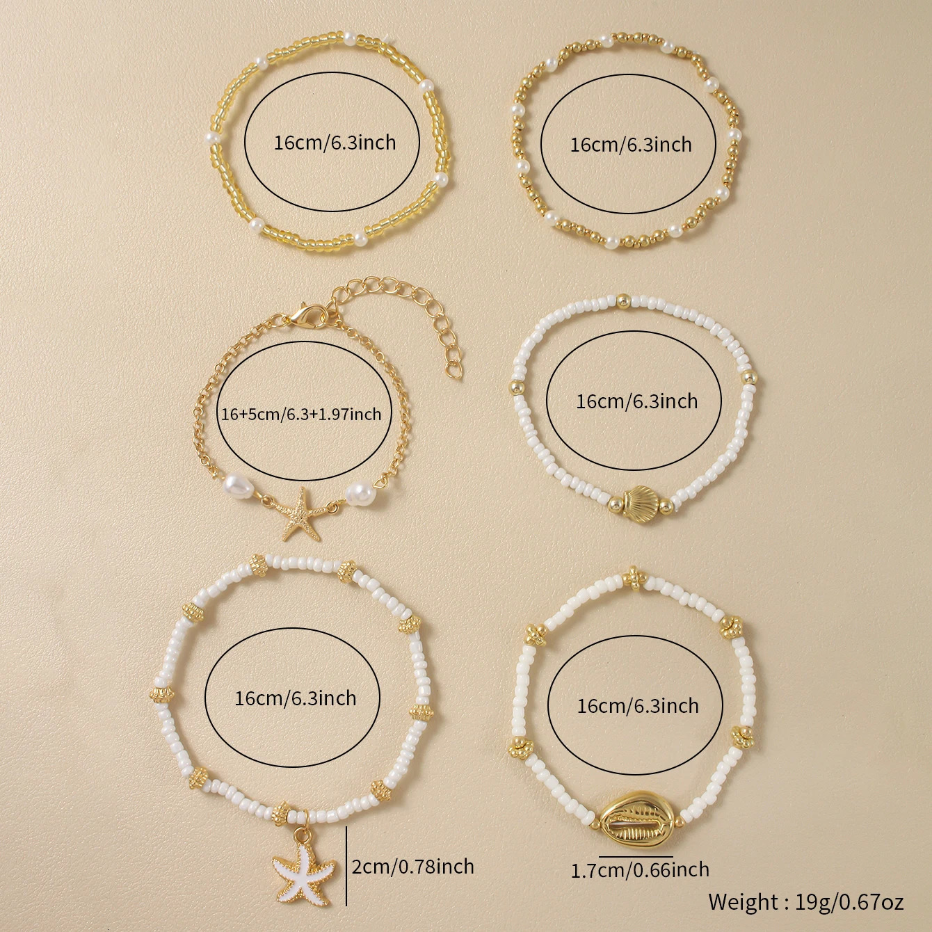 Vintage Seed Bead Stacked Bracelet Set Starfish Shell Embellishment Bracelets Elegant Womens Summer Beach Party Ideal Jewelry 250715