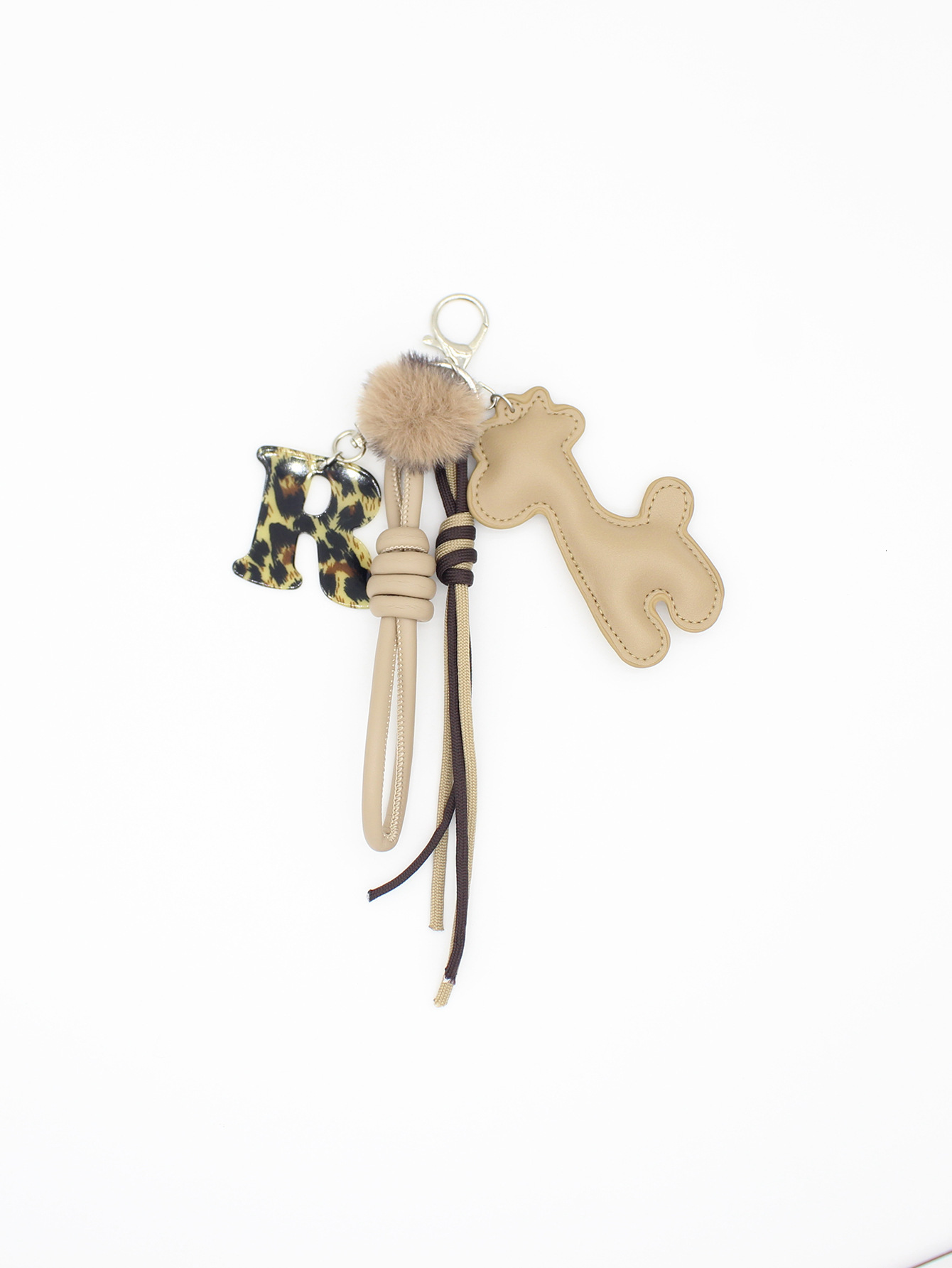 New Melad Leopard Print Acrylic Letter Miuins Series Woven Rope PU Giraffe Keychain Bag Pendant