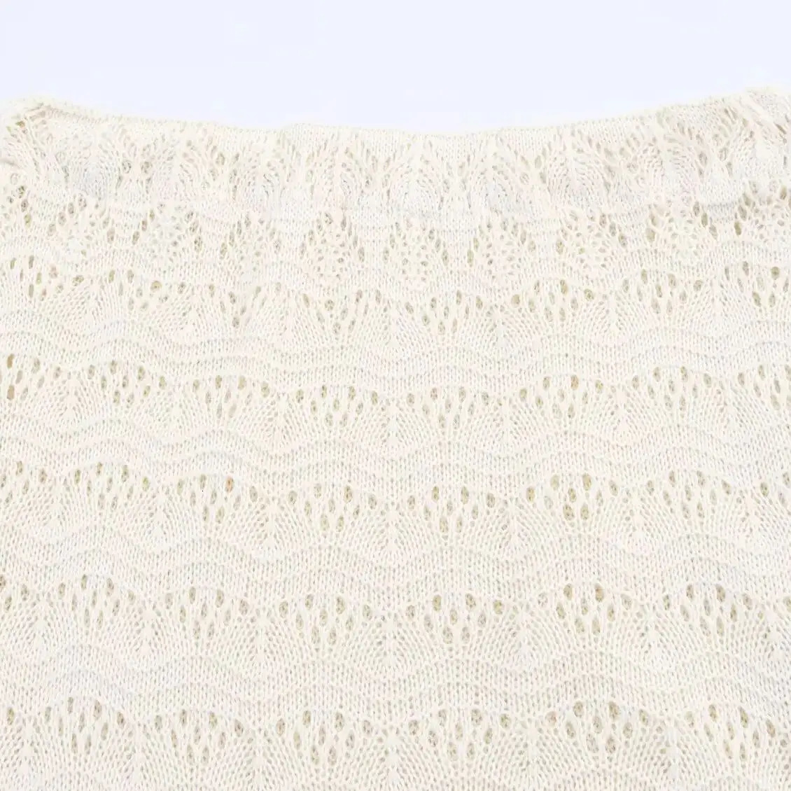 TRAF Women Summer Product Fashion Knitted Hollow Out Versatile Tank Top Casual Elastic Waist Skirt Set for Women 250729