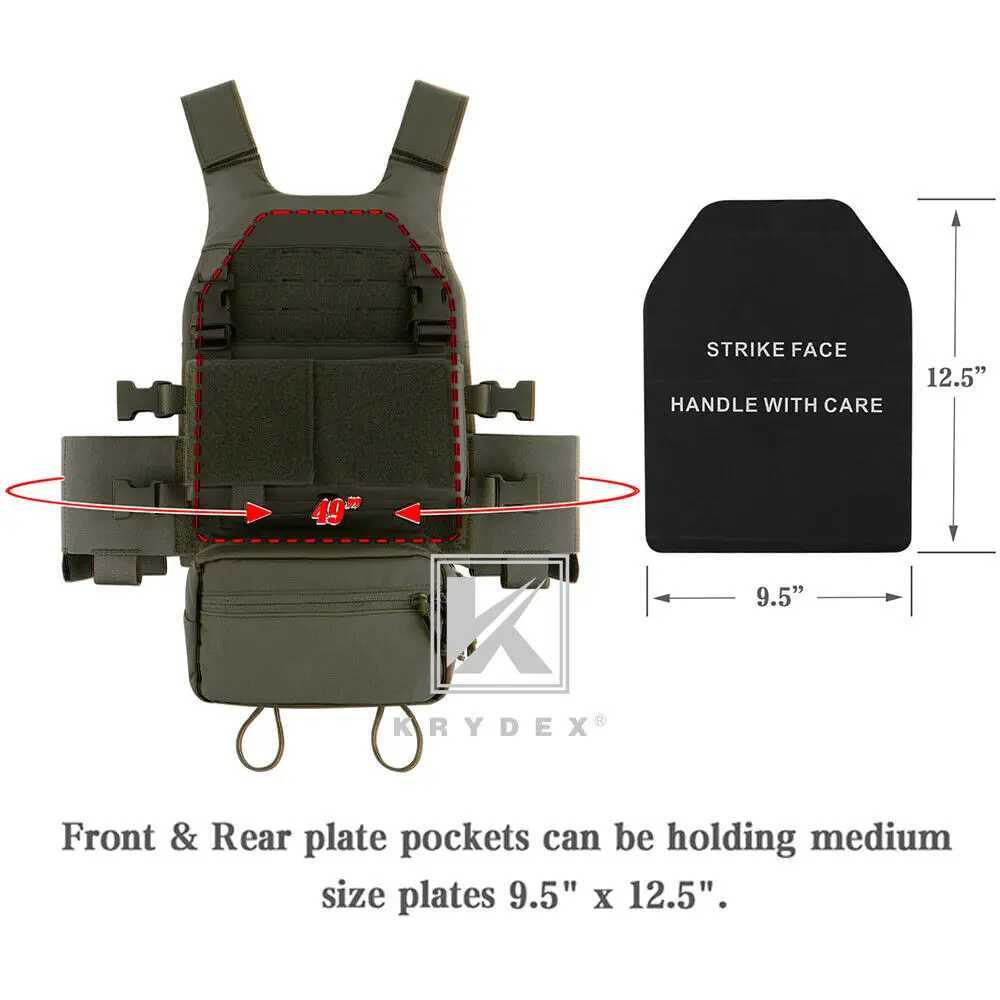 KRYDEX FCS Slickster Tactical Vest Plate Carrier Elastic Cummerbund Micro Fight MK3 MK4 Front Panel SACK Drop Pouch Ranger Green Z250728