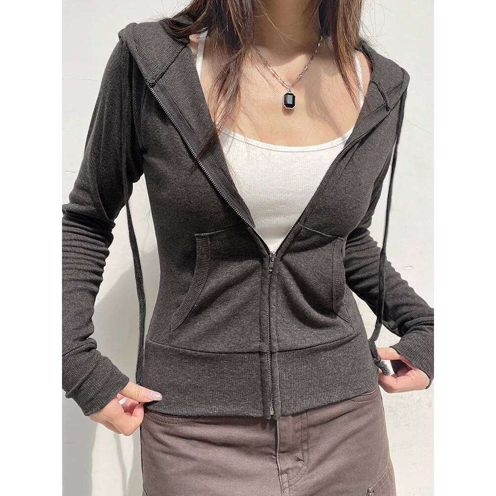 hoodie Casual Streetwear Basic Hooded Pockets Sweatshirt Tracksuit Solid Long Sleeve Hoodies Women Autumn Spring Fashion jacket