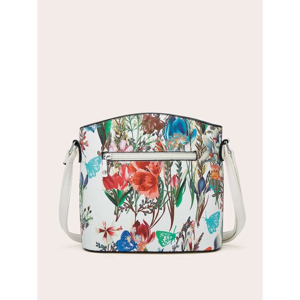 Women's Bags Designer Women's Bags Designer Versatile Floral PU Leather Crossbody - Chic Zippered Bucket With Poly Lining Women, Shoulder Ba
