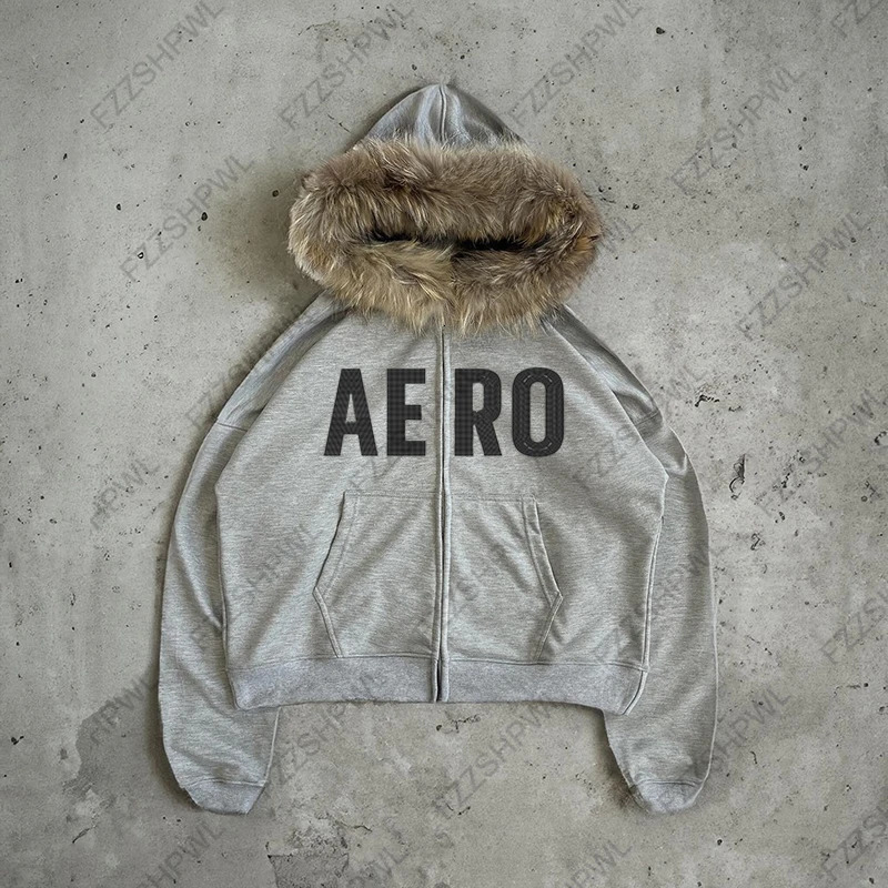 2K Hoodies Clothes Women Aesthetic Harajuku Fur Collar Leopard Print Zip Up Graphic Retro Hip Hop Punk Streetwear EGirl 250729