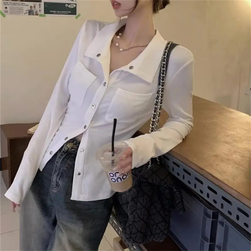 Women Tshirt Spring Autumn Clothes Ribbed Knitted Long Sleeve Short Tops Zipper n Tee Sexy Female Slim Tops w250729