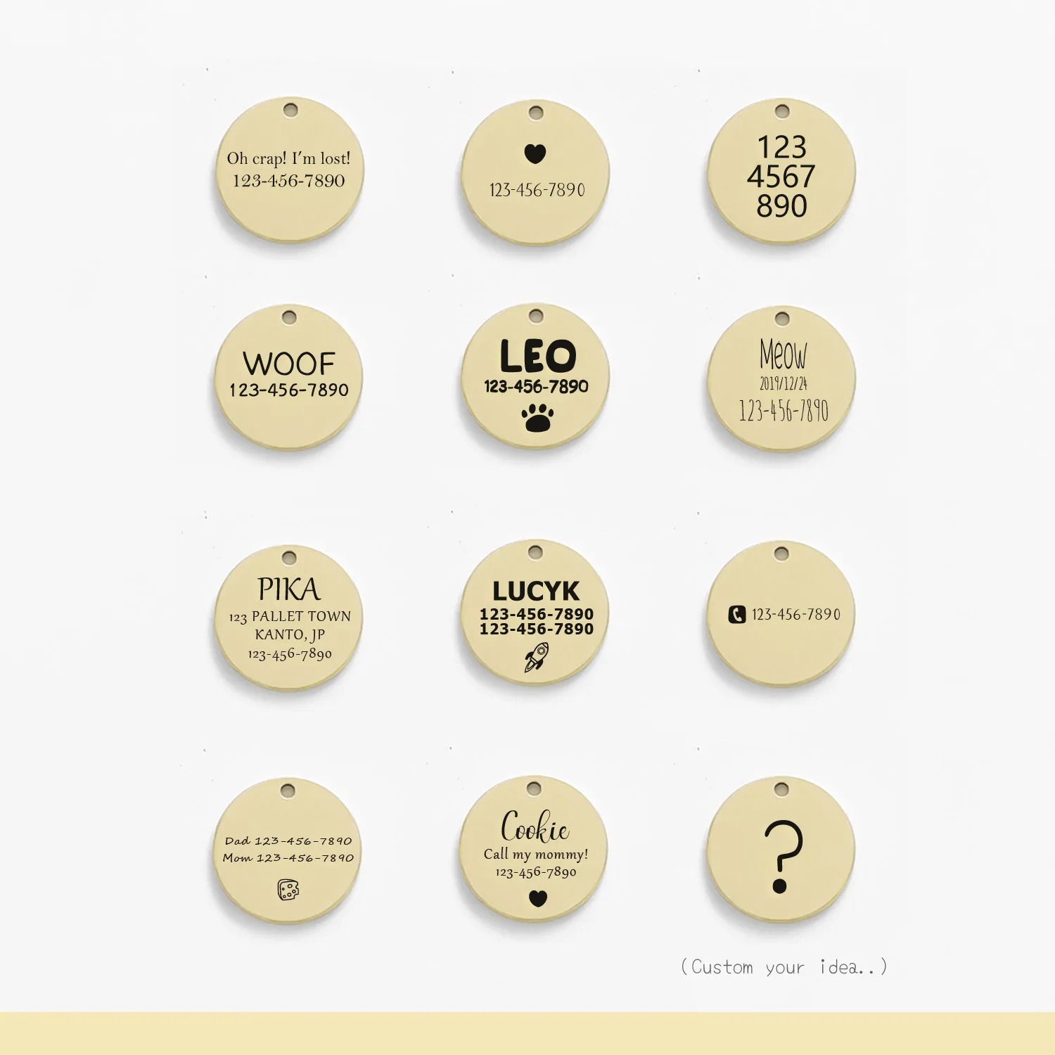 Personalized Cat Dog ID Tag MW007 Name with Cute Symbols Engraved Front and Back for Custom Pets Collar Anti-Lost Metal Charm 250729