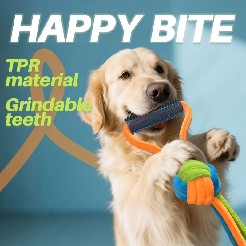 Dog Training Antitear Pulling Rope Toy Pet Plush Grinding Teeth Biteresistant Colorful Cleaning Interactive Toy 250729