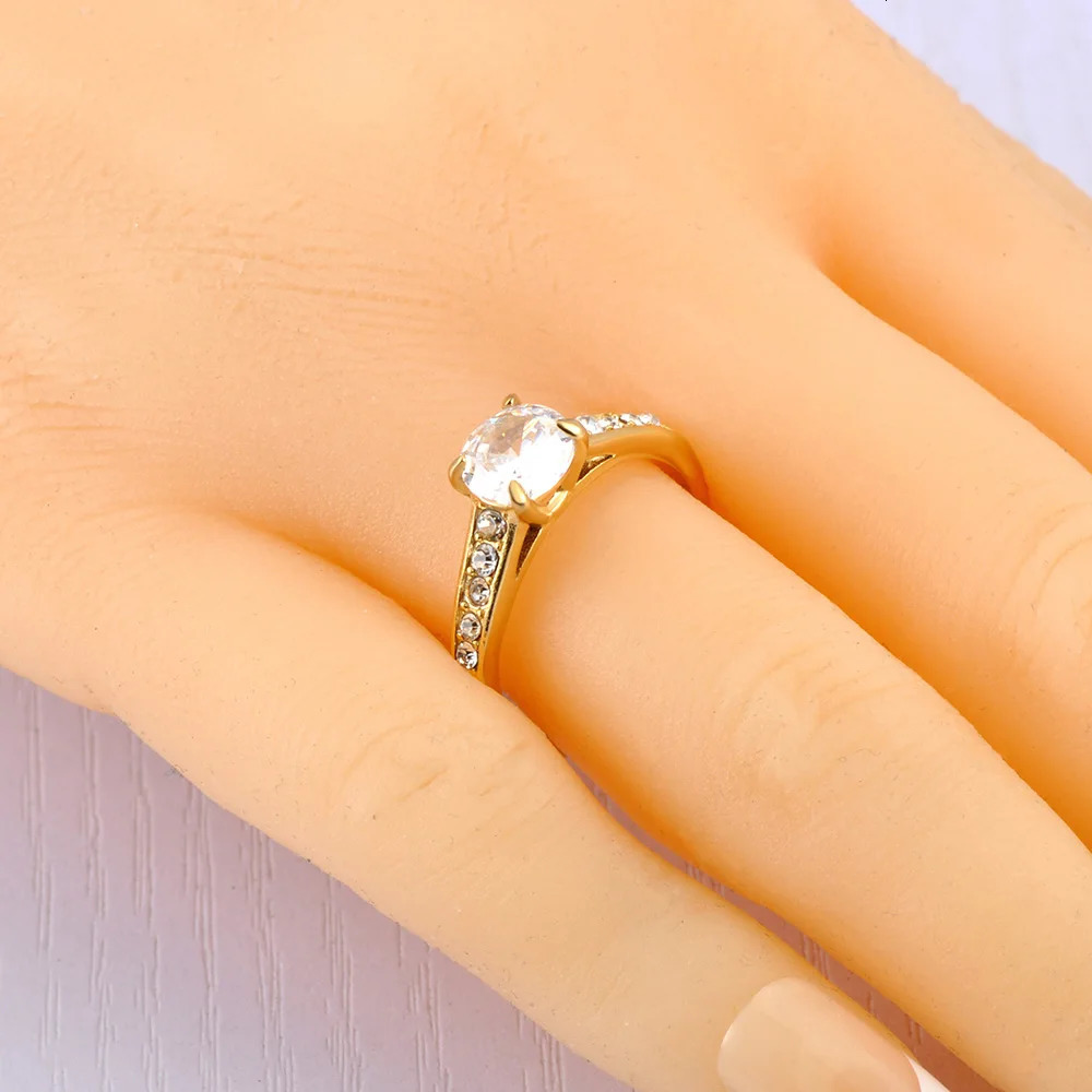 Lokaer Stainless Steel Cubic Zirconia Wedding Ring Fashion Jewelry Engagement Finger Ring For Women Bijoux Femme Gift R23075 250729