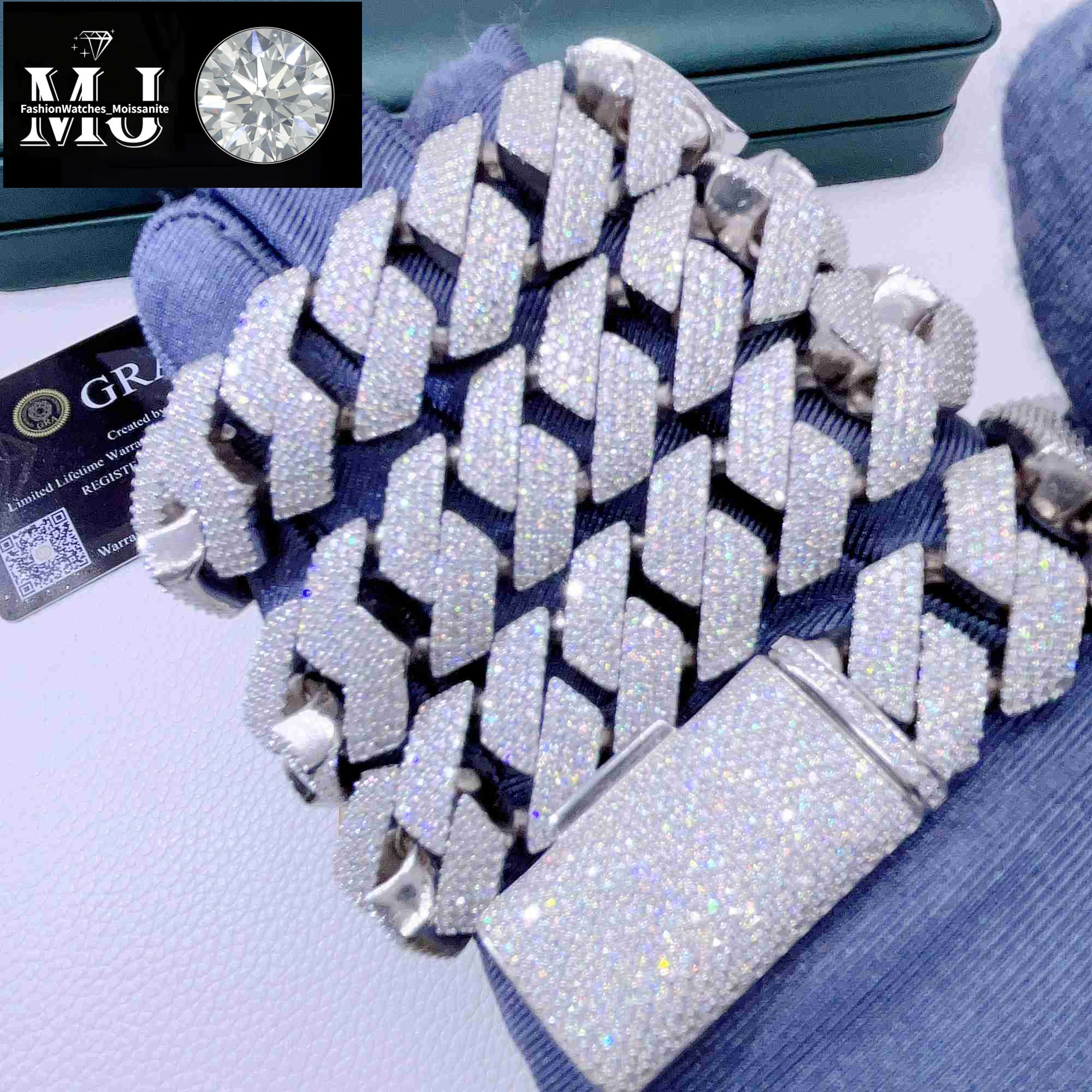 moissanite necklace designer jewelry cuban k chain Iced Out Pass Dia Tester Sterg Sier Necklace Vvs Moissanite chains for men necklaces