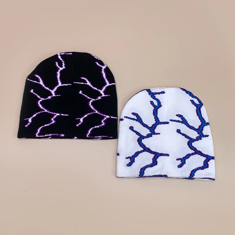 European Style Cool Lightning Knitted Hats Autumn and Winter Unisex Warm Hip Hop Versatile Personal Fashion Street Beanies 250724