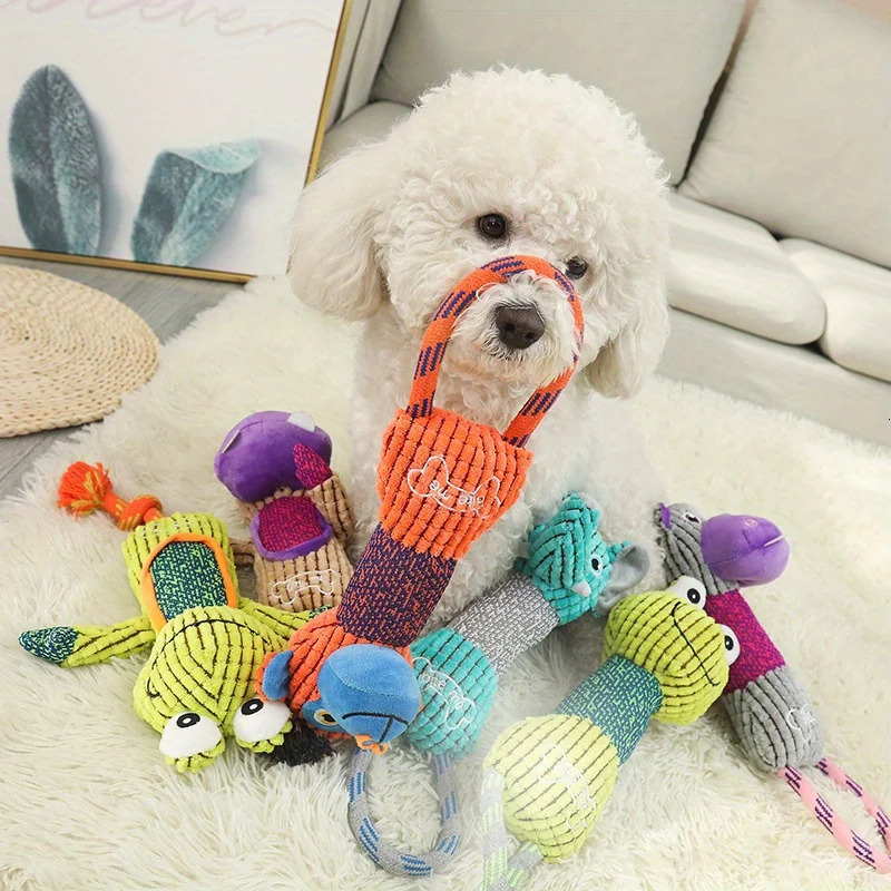 Dog Toy Animals Shape Bite Resistant Squeaky Toys Corduroy for Small and Large Dogs Puppy Pet Training Accessories 250729