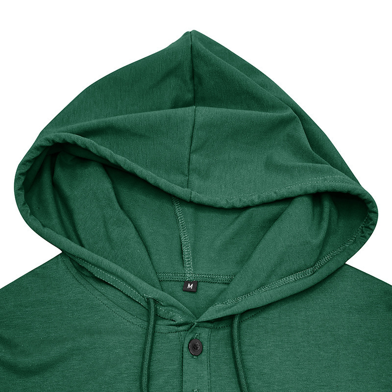 Mens Outdoor Sports Fitness Hooded Short Sleeve T-Shirt American Style Hooded Henley Shirt Mens Top