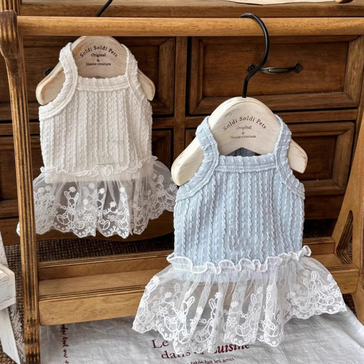 Blue Dog Dress for Small Sleeveless Lace Edge Cat Clothes Summer Cooling Soft Puppy Skirt Concise Pet Vest 250729