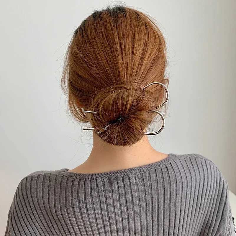New Trendy Simple Metal Hair Stick Geometric U Shape Hair Forks Hair Accessories for Women Daily Wear Z250729