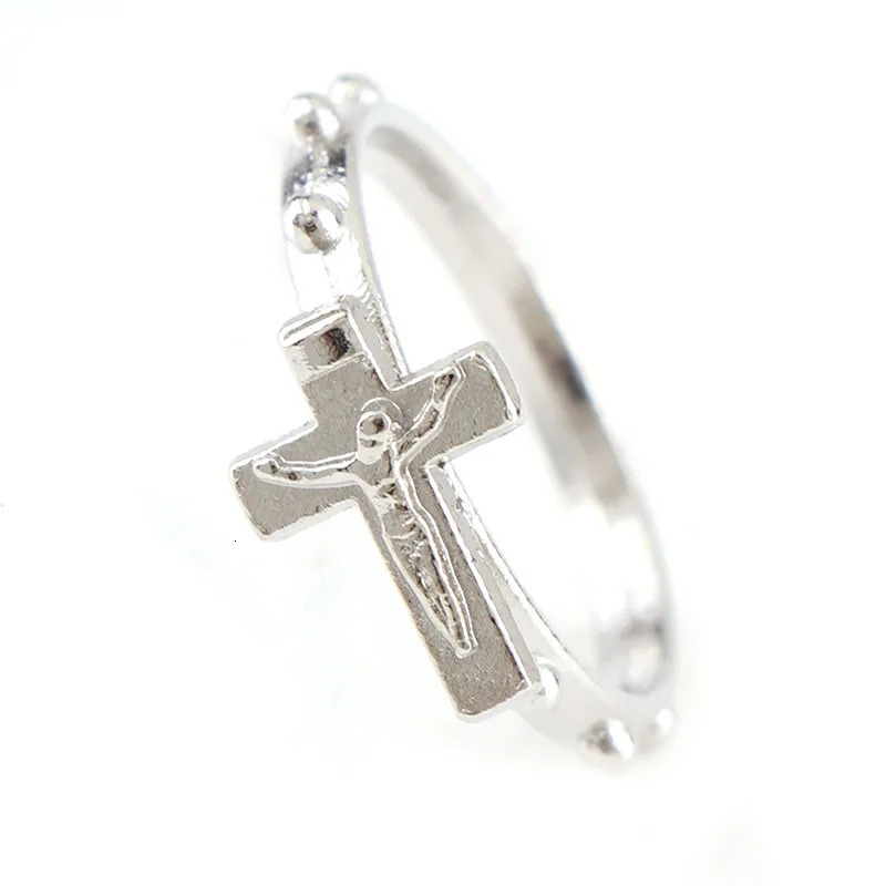 Cross Religious Ring Set 12PCS/pack Silver Color Catholic Wedding Ring Catholic Crucifix Ring Religious Wedding Jewelry Gifts 250729