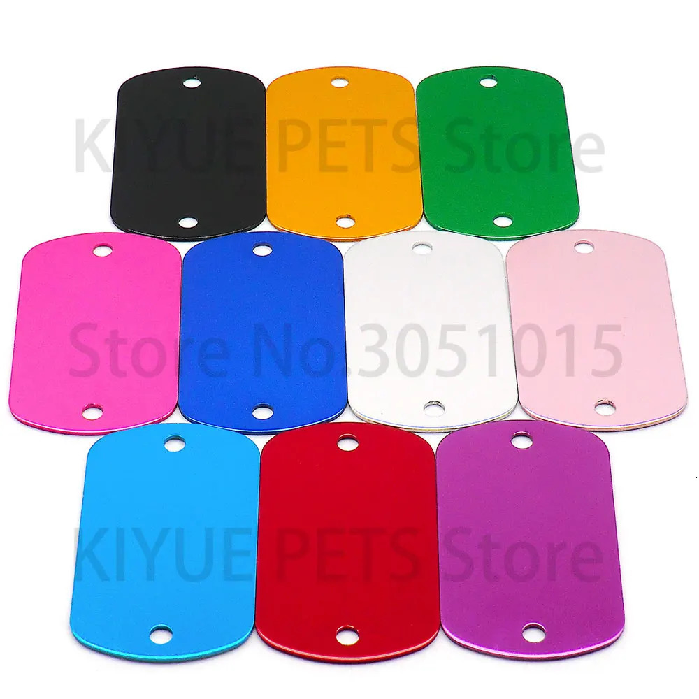 Wholesale 100Pcs Dog Tag 2 Hole Punch NamePlate Key Military Card Motorcyle Laser Hanging Pet ID Tags Custom Name Personalized 250729