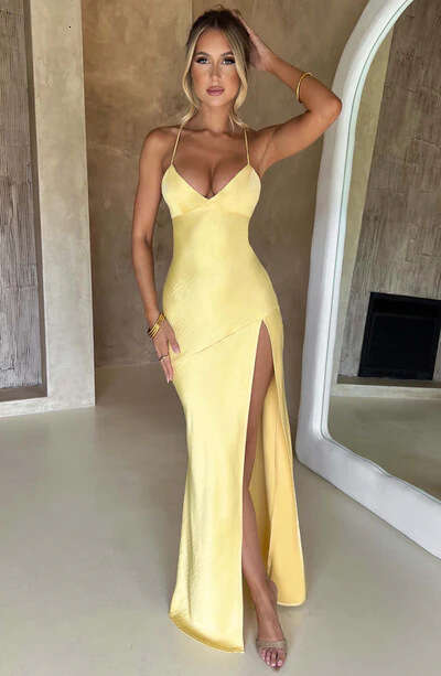 European and American Style Summer New Solid Color Sexy Waist-Cinching Backless Sleeveless Slimming Long Dress