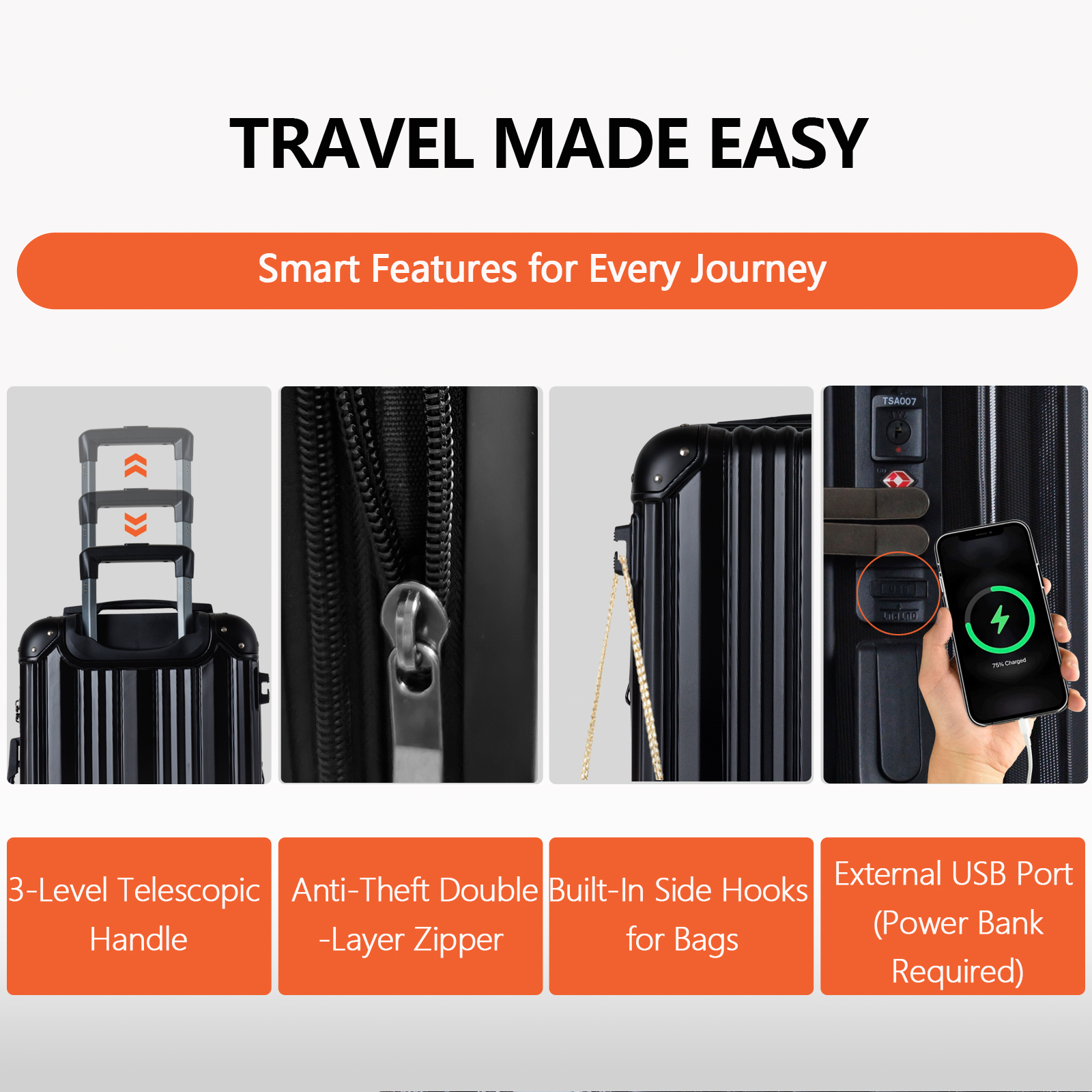 TSA-Accepted Expandable Luggage Sets 3 - ABS Carry On Suitcase for International Travel & Corporate Business Trips